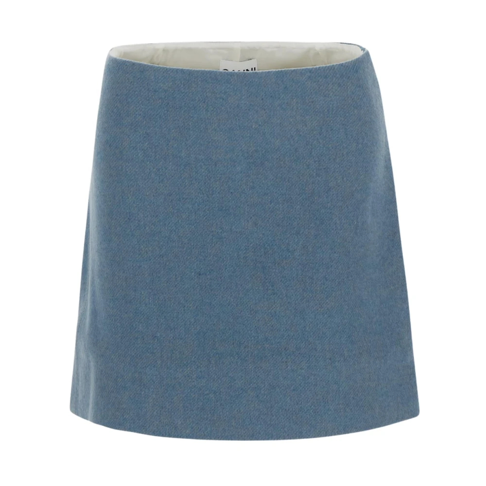 Heather Blue Wool A-Line Mini Nederdel
