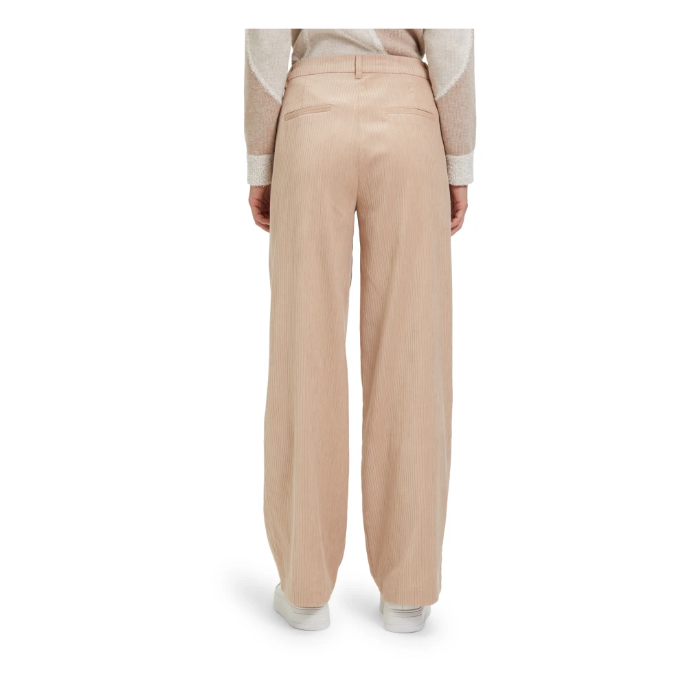 Betty & Co Gestreepte pantalon met zakken Beige Dames