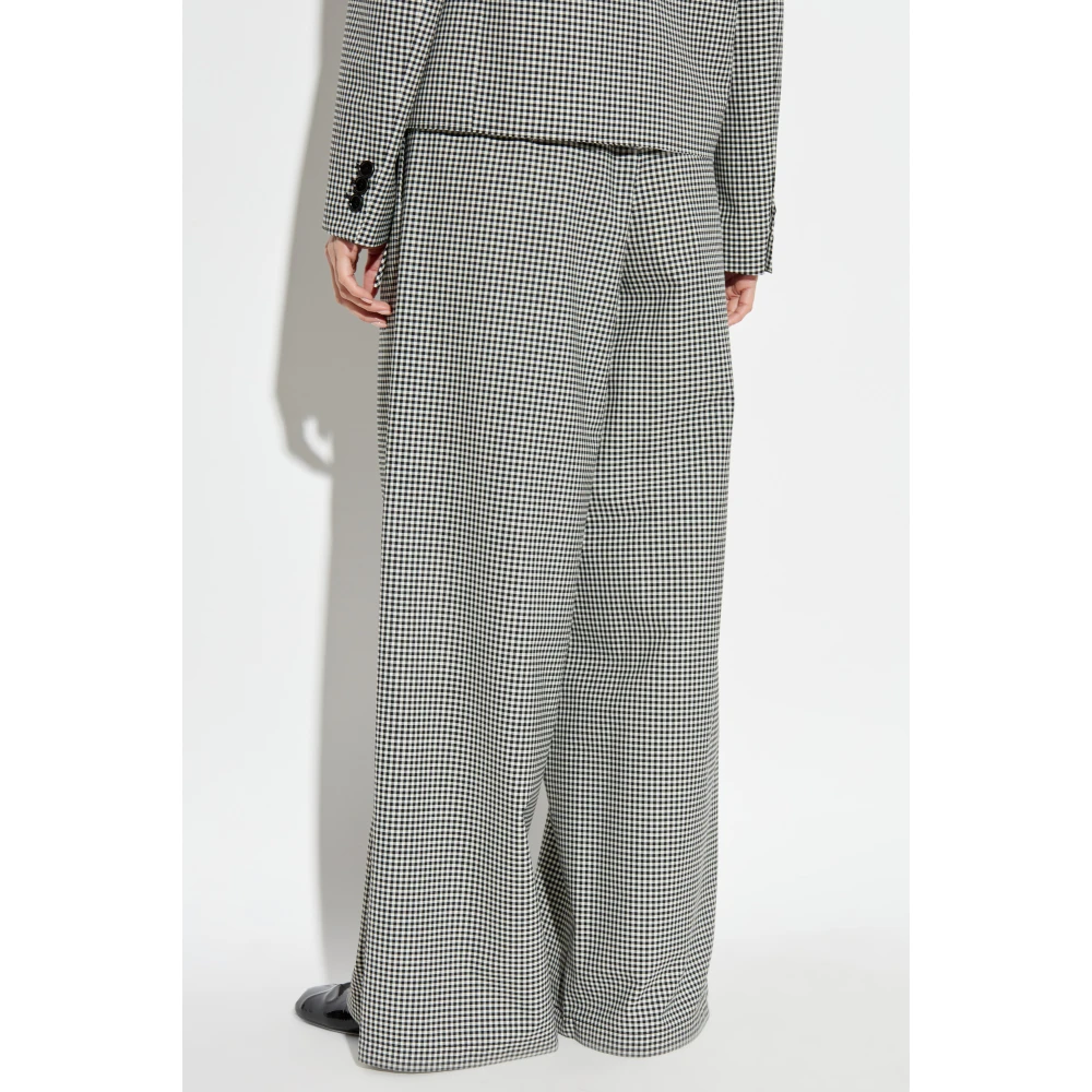 Marni Wijdvallende broek met ruitpatroon Black Dames