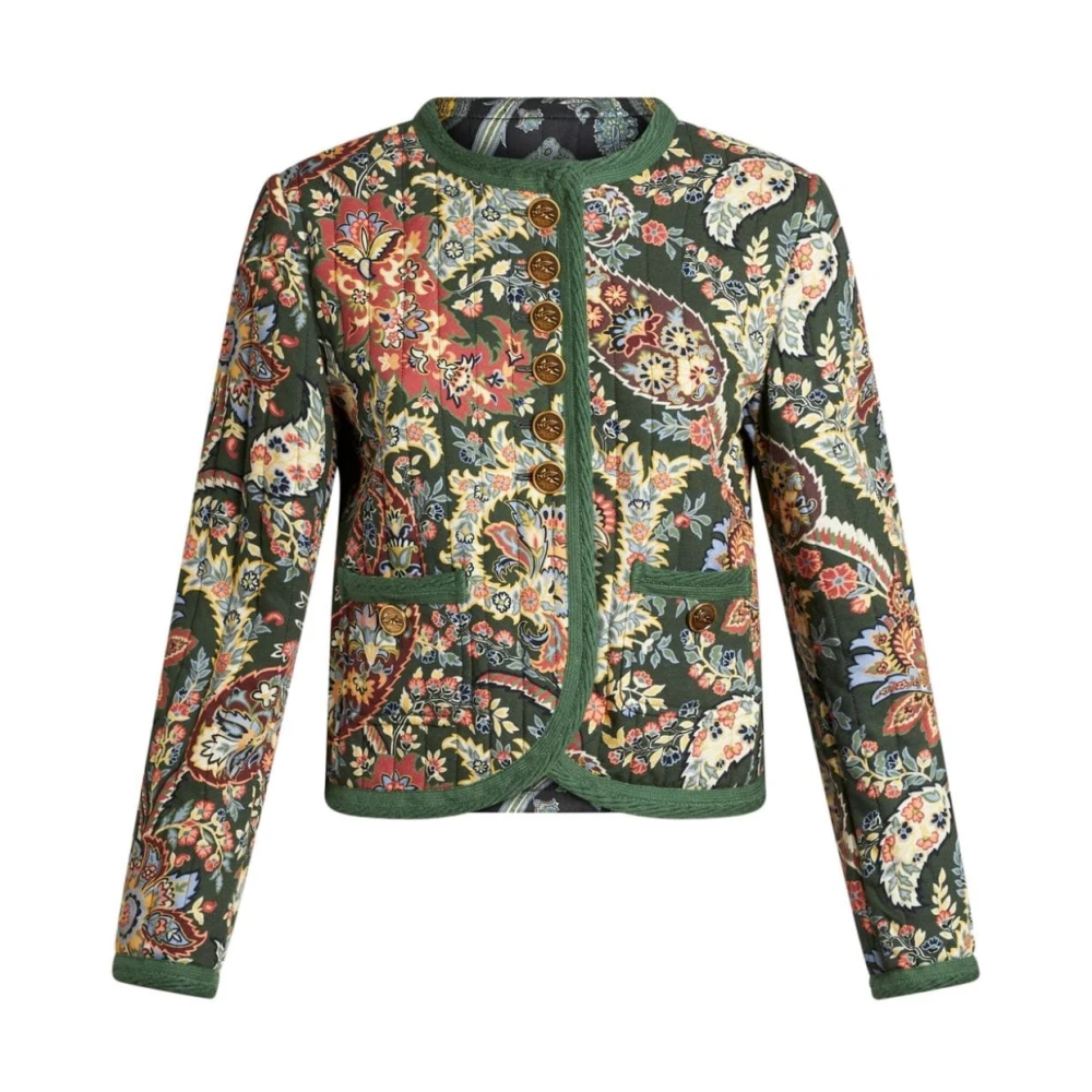ETRO Groene Paisley Print Jas Multicolor Dames
