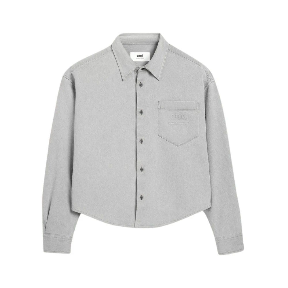 Ami Paris Casual Shirts Gray Heren