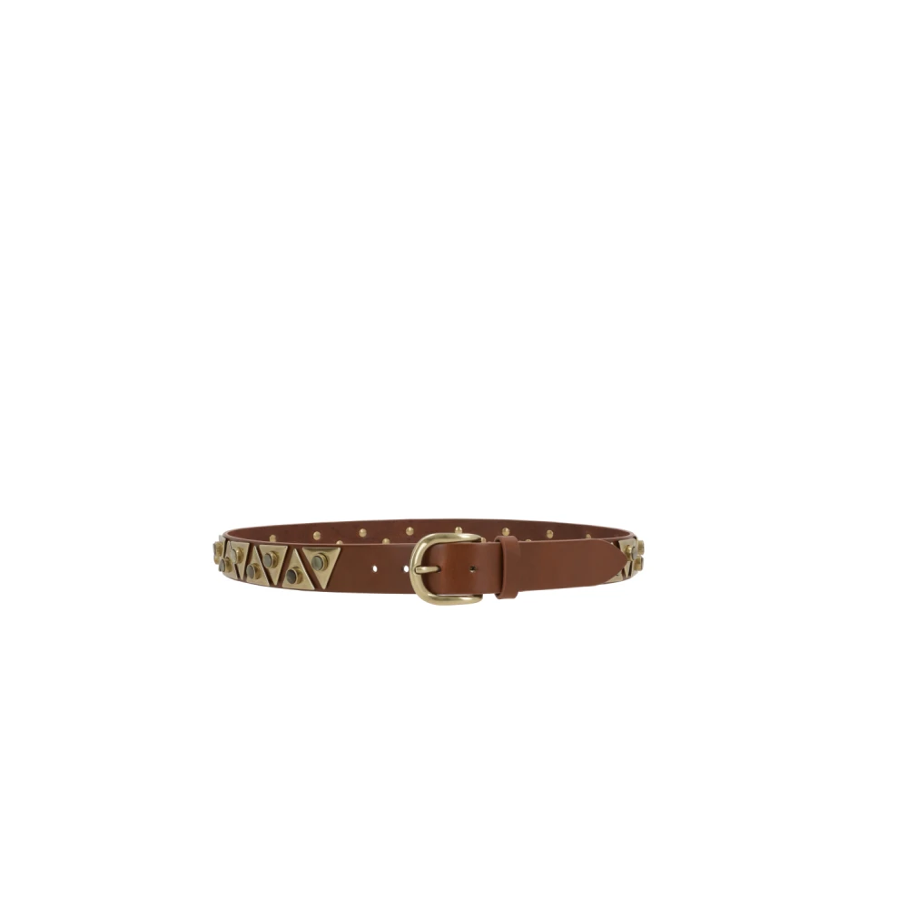 Isabel marant Khaki Bruin Leren Riem met Metalen Plaat Brown Dames