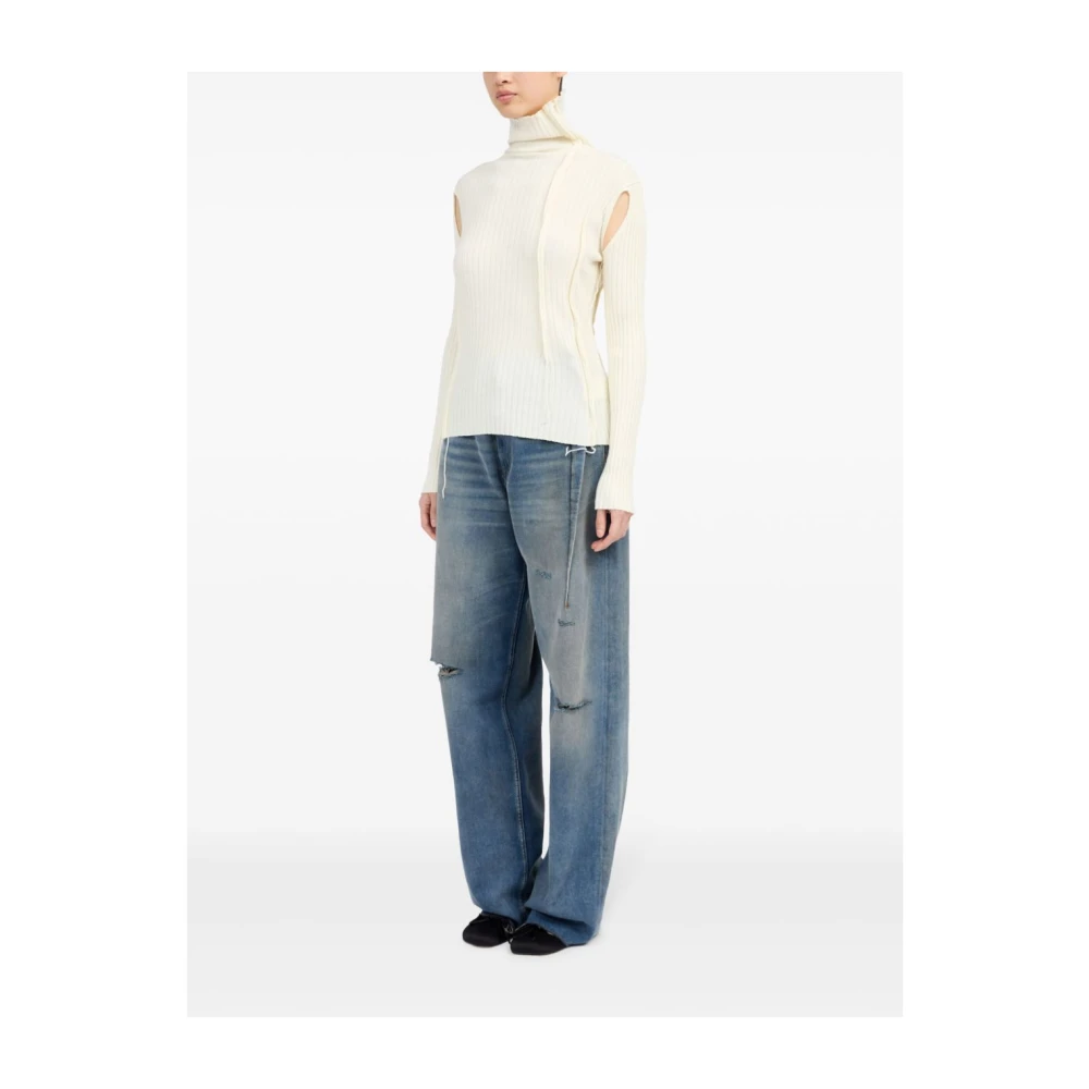 MM6 Maison Margiela Witte Turtleneck Trui met Cut-out Details White Dames