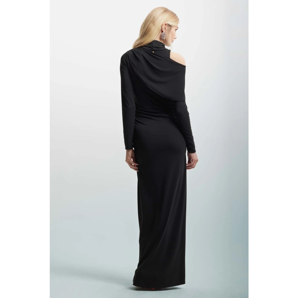 Kocca Elegante Asymmetrische Gelaagde Lange Jurk Black Dames