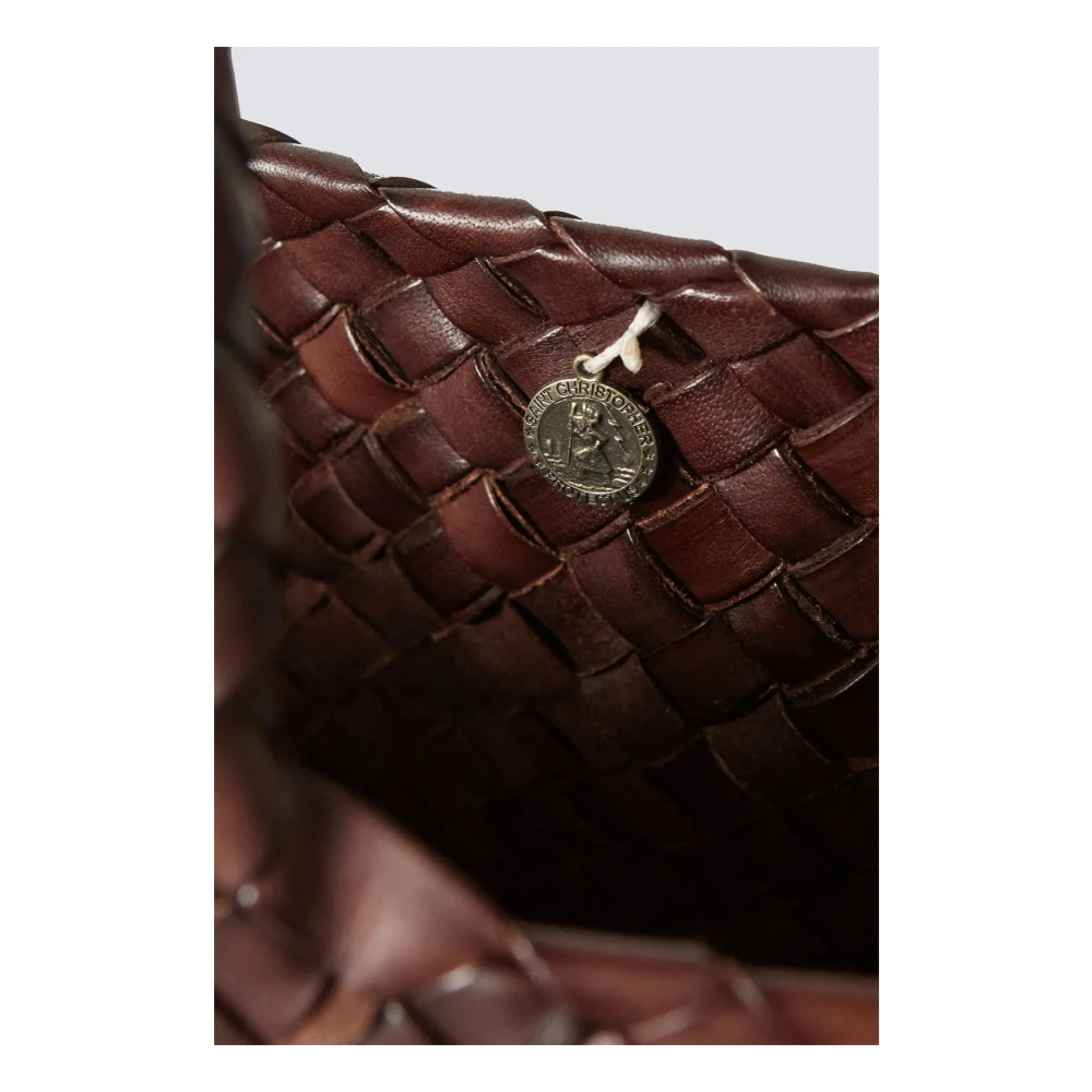 Dragon Diffusion Handgeweven Gebrand Leren Winkelmand Brown Dames