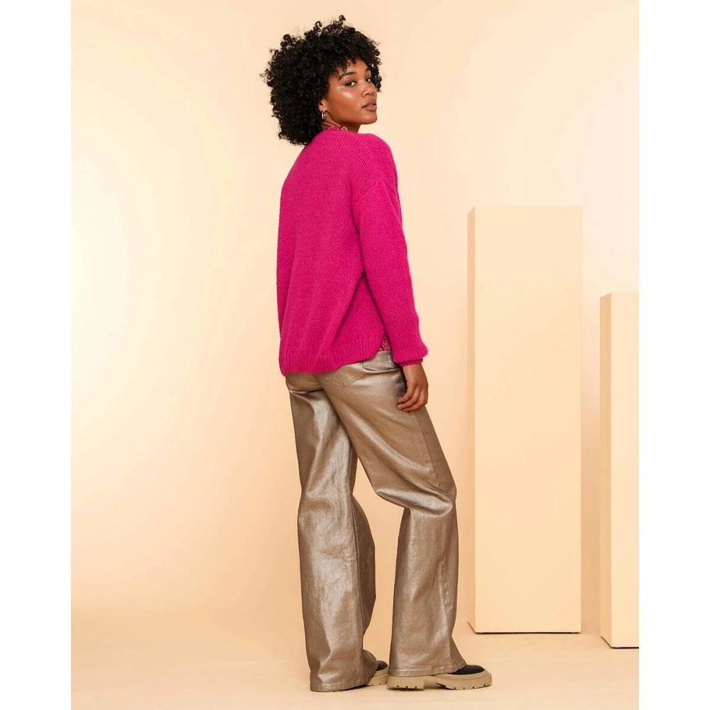 Geisha Basis Cardigan Vest Pink Dames