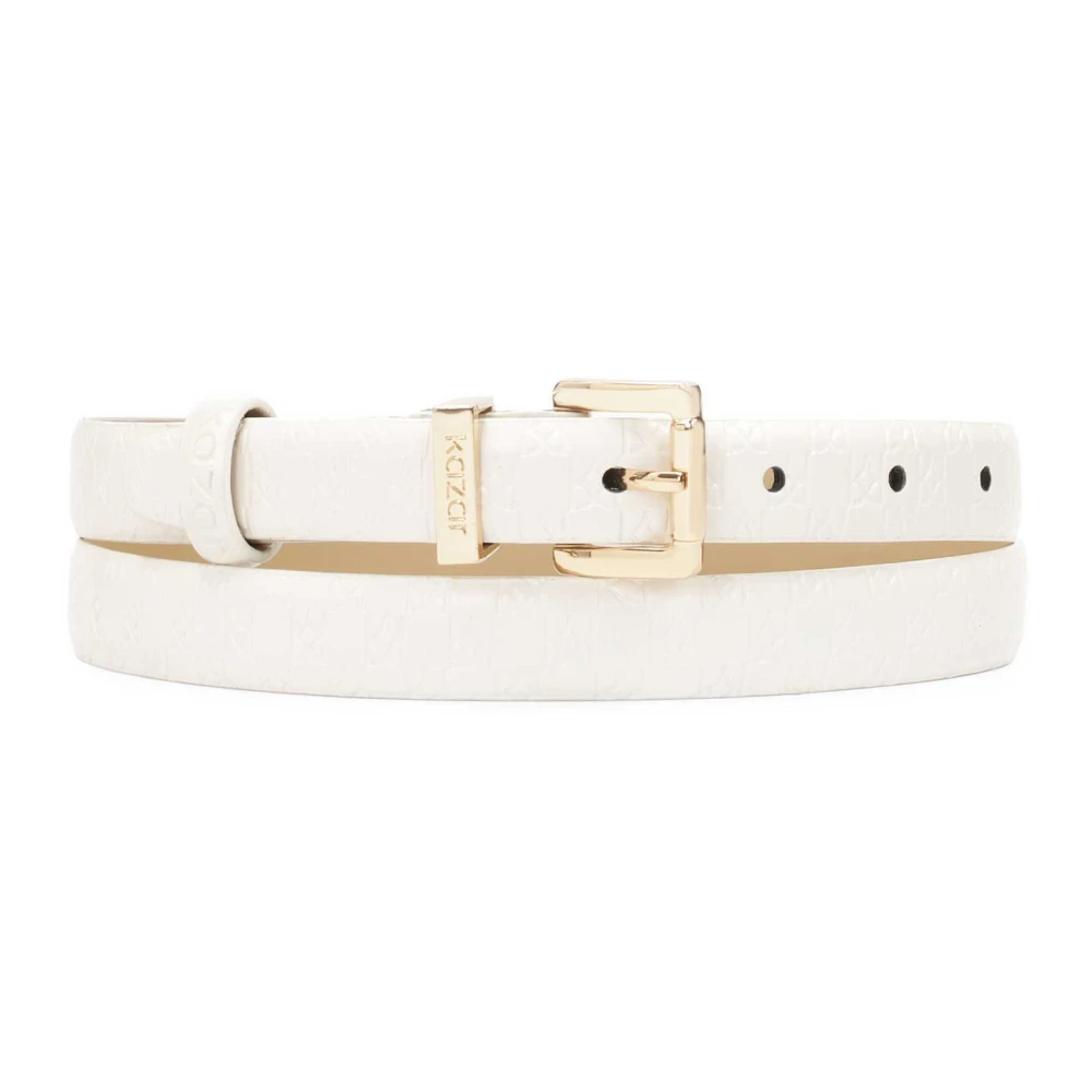 Kazar Smalle witte riem met reliëf monogrammen White Dames