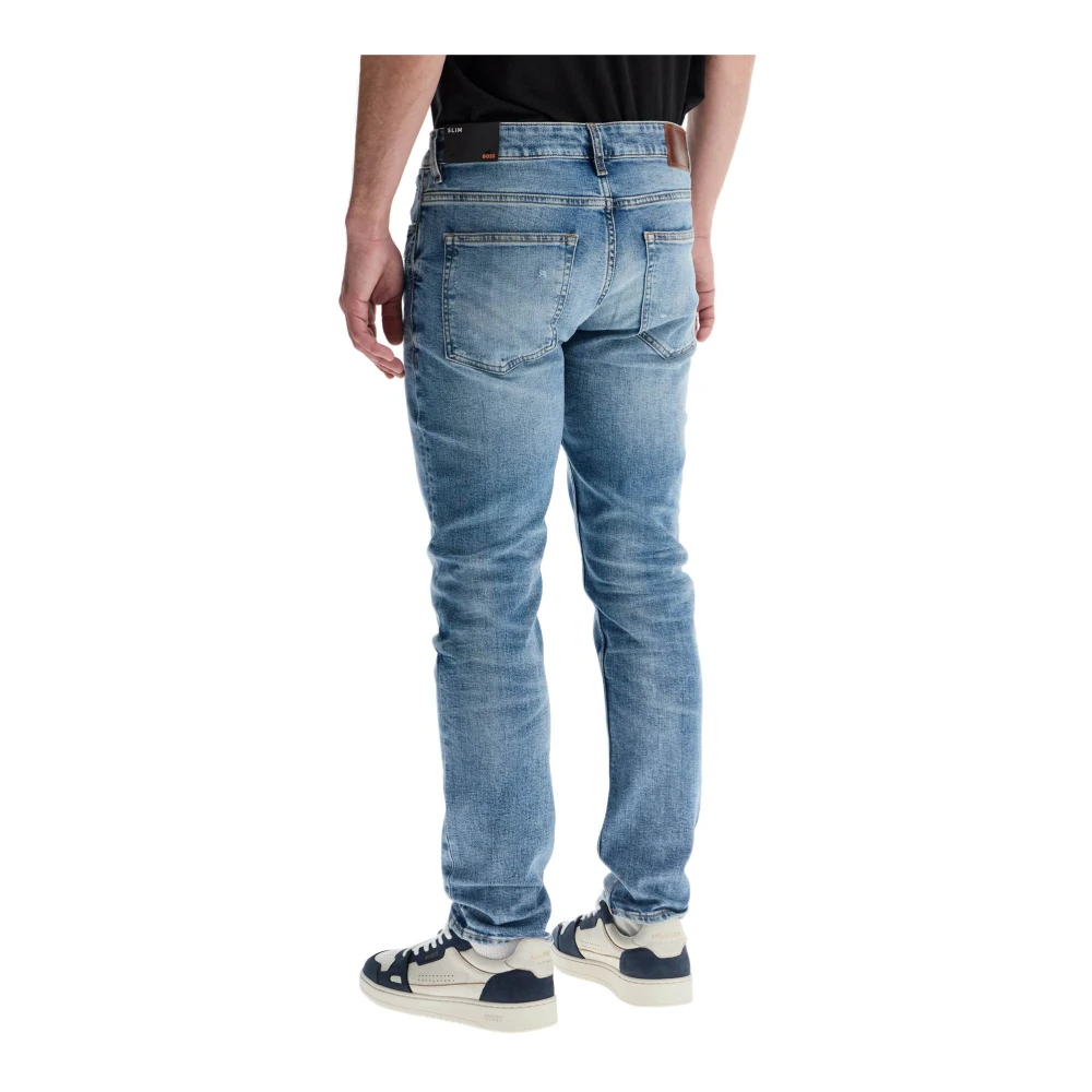 Boss Slim Fit Bright Blue Jeans Blue Heren