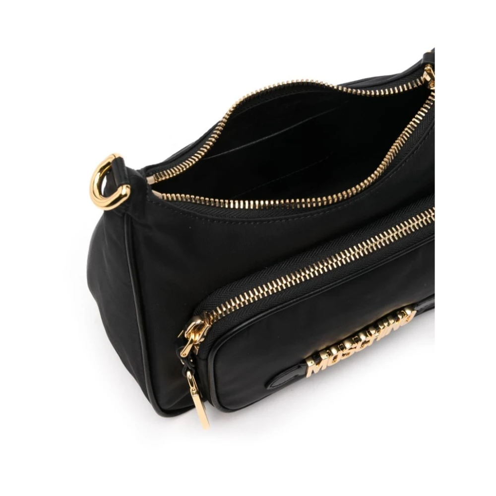 Moschino Zwarte gestructureerde schoudertas Black Dames