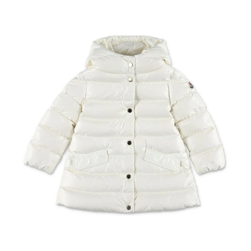 Moncler Quiltad Vadderad Jacka med Logopatch White, Flicka