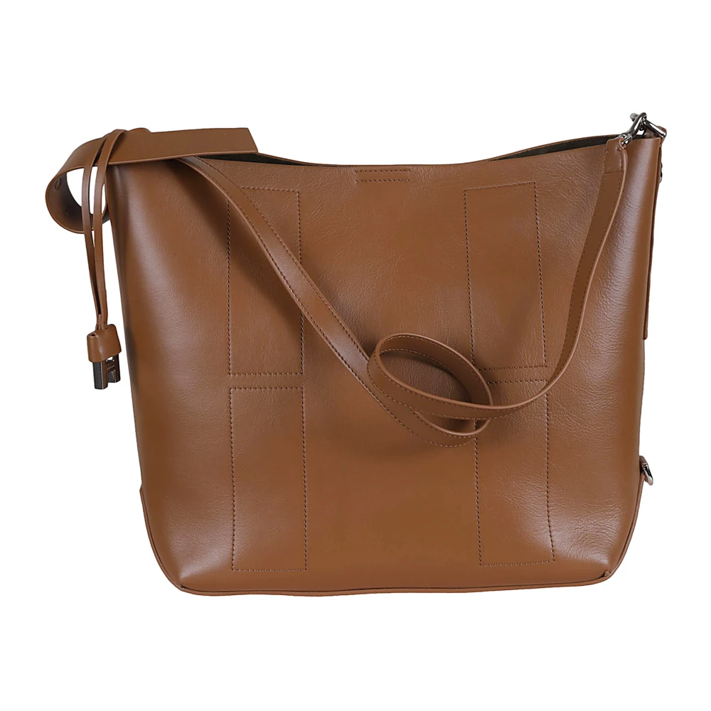 Hogan Leren Shoppingtas met H Charme Brown Dames