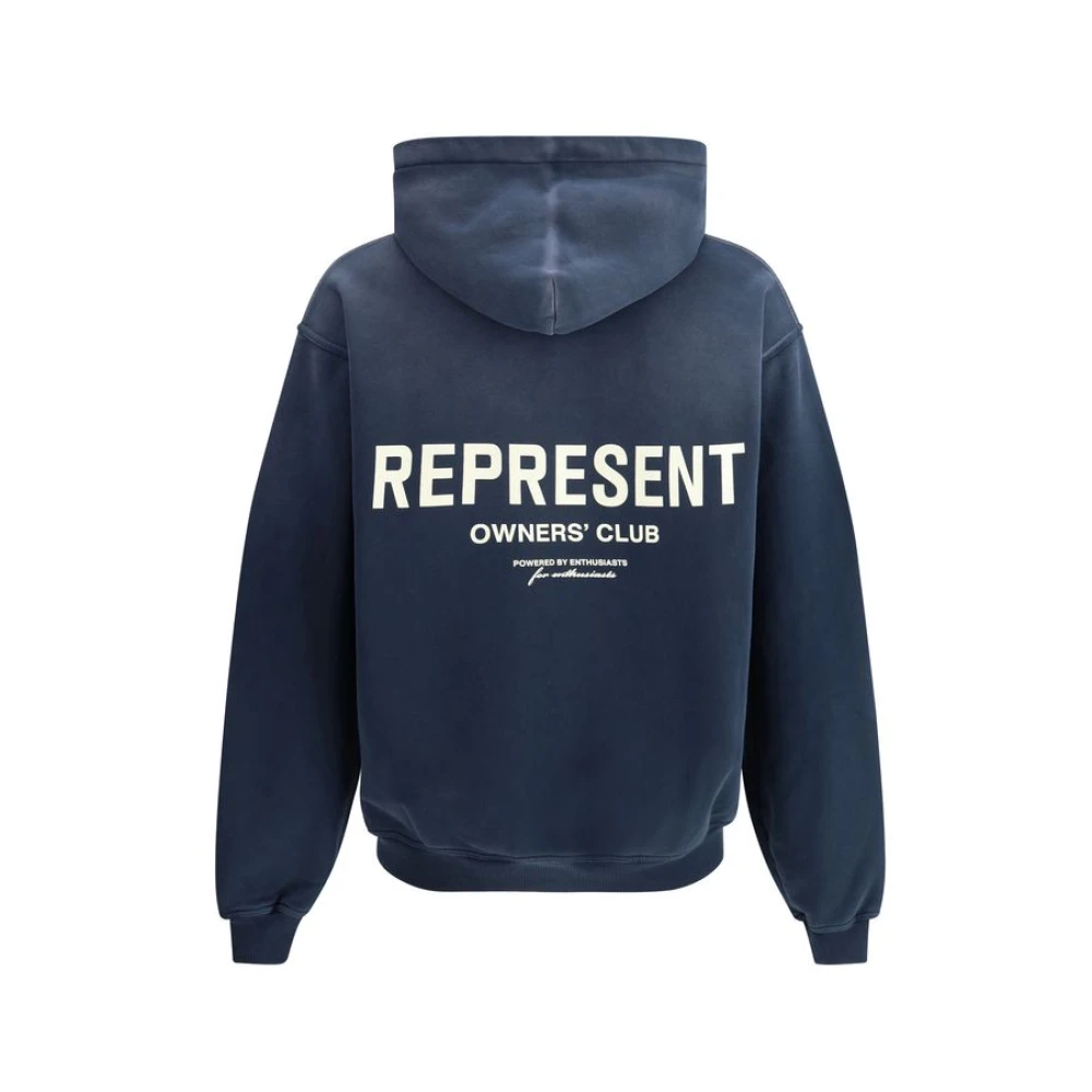 Represent Monogram Katoenen Hoodie met Verstelbare Capuchon Blue Heren