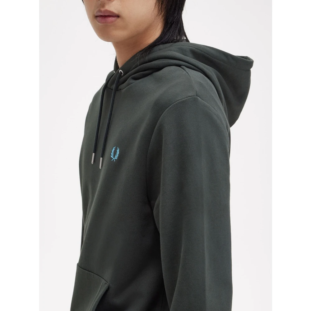 Fred Perry Klassieke hoodie met Tipped manchetten Green Heren