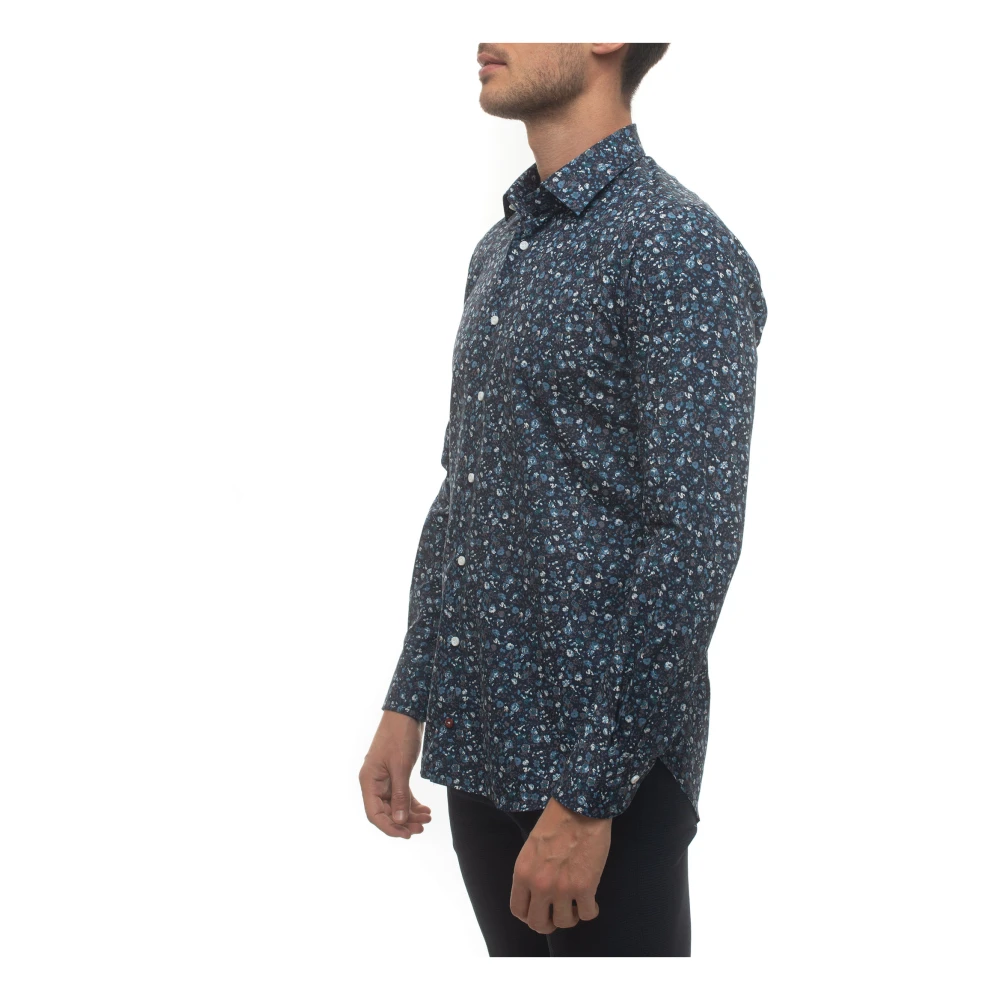 Càrrel Italiaanse Fantasie Bloemen Casual Shirt Blue Heren