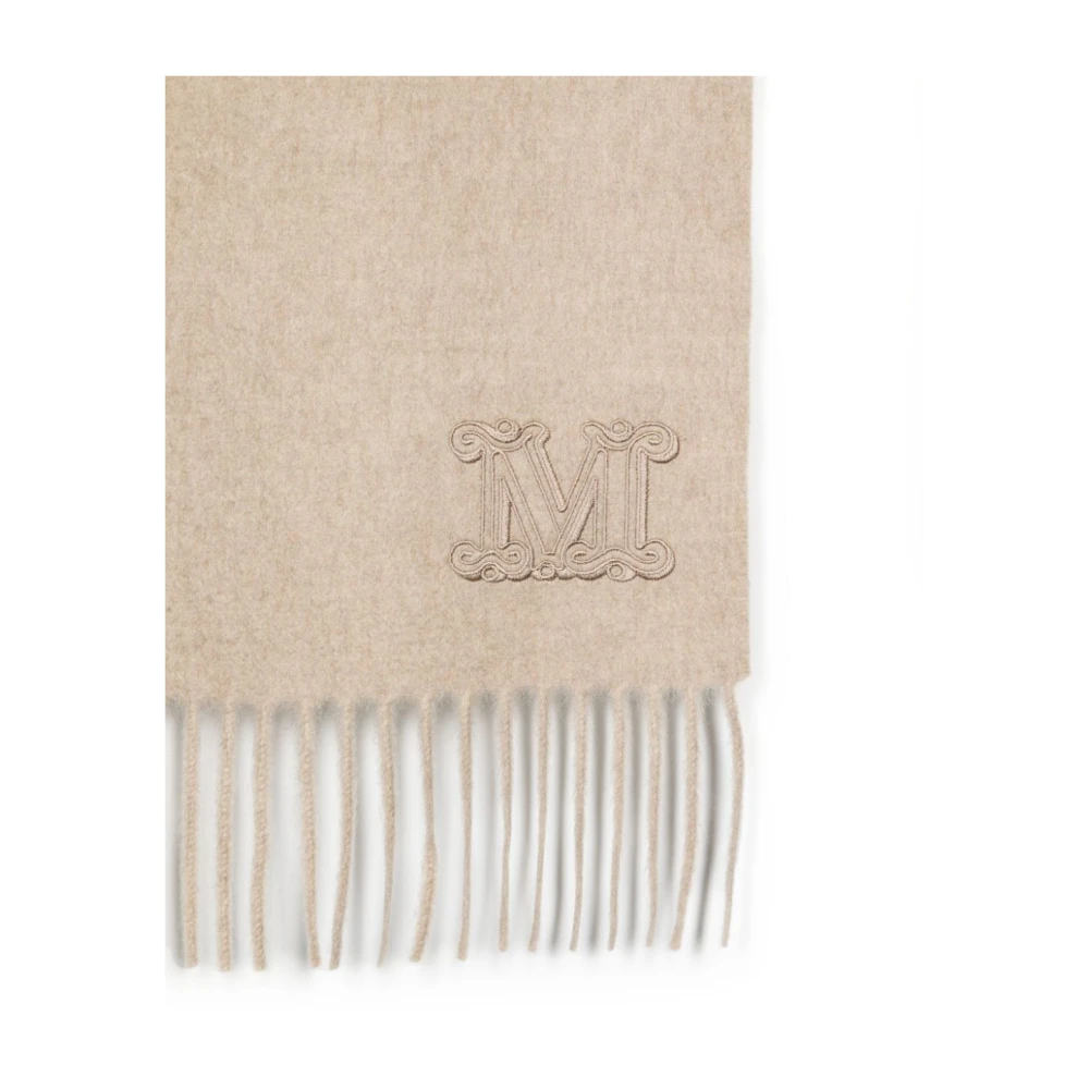 Max Mara Beige Cashmere Fringed Sjaal Beige Dames