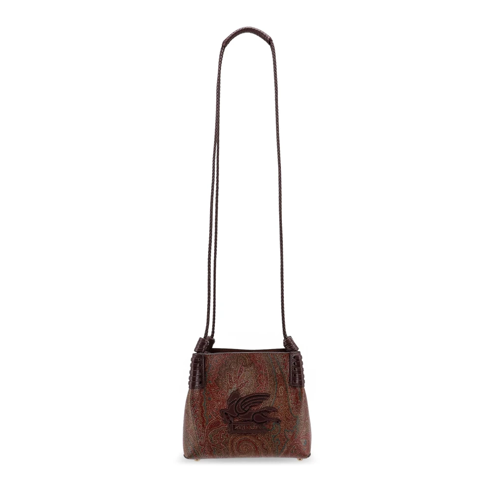 ETRO Geëtste Pegasus Leren Schoudertas Brown Dames