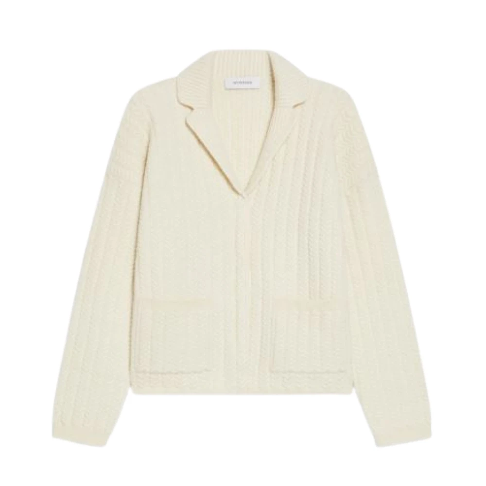 SPORTMAX Ritssluiting Gebreide Trui Ivoor Beige Dames