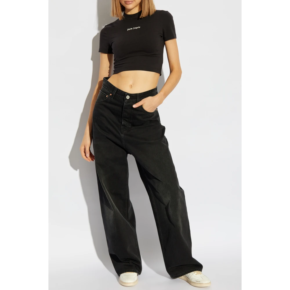Palm Angels T-shirt met logo Black Dames