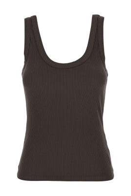 brun-ribbstickad-armlos-topp