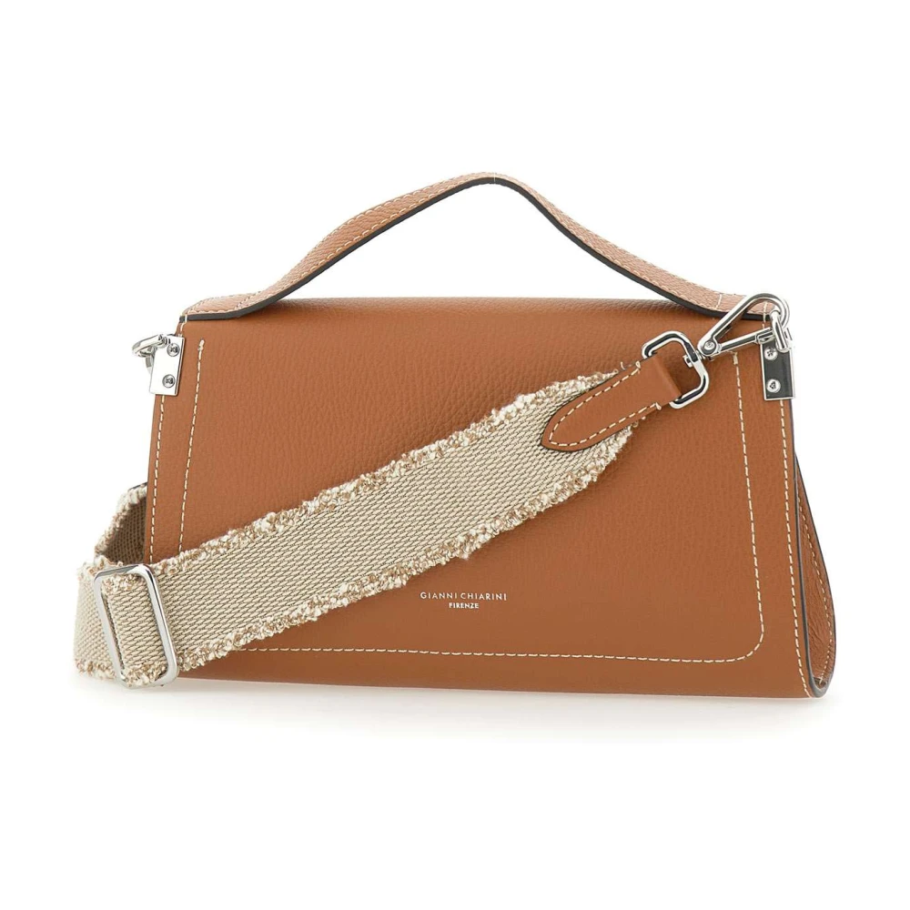 Gianni Chiarini Bruine leren handtas met klep sluiting Brown Dames