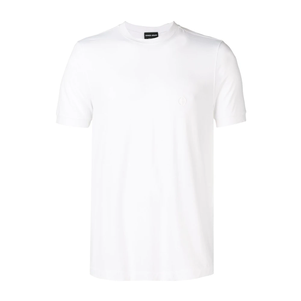 Giorgio Armani Vit T-Shirt Med Broderad Logotyp