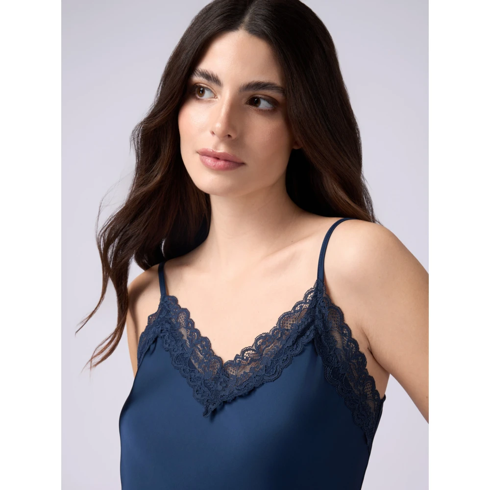 Oltre Top lingerie in satijn en kant Blue Dames