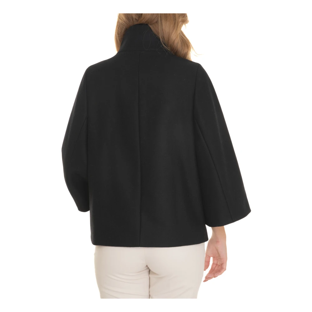 Fay Wollen cape met drukknoopsluiting Black Dames