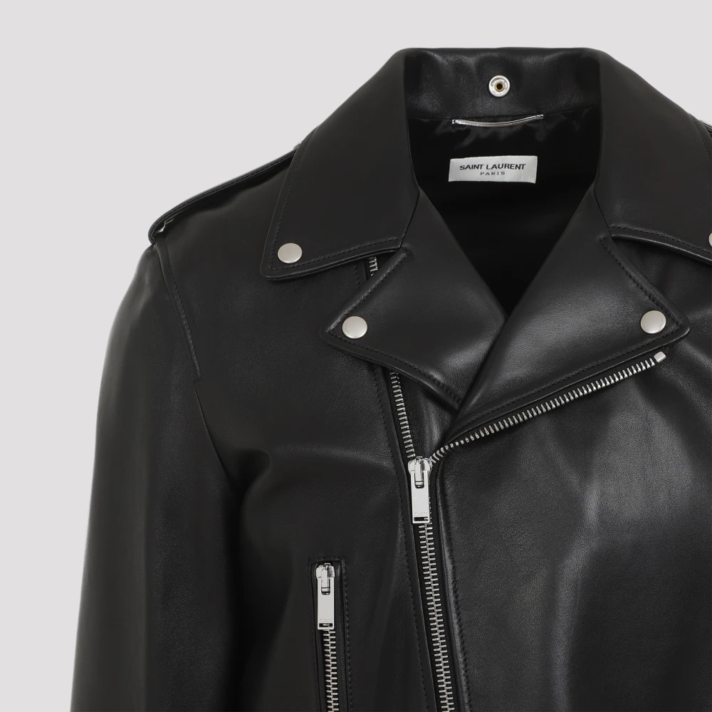 Saint Laurent Zwarte Klassieke Bikerjas Black Heren