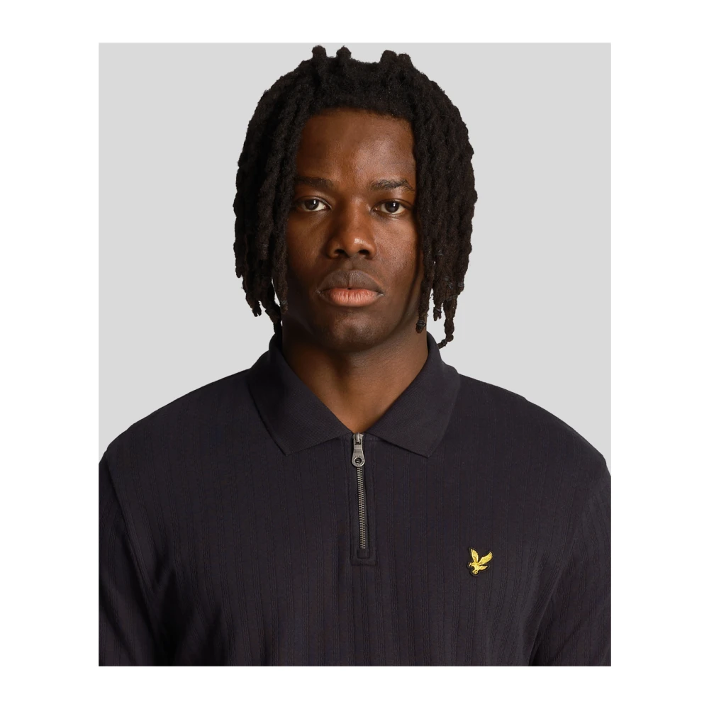 Lyle & Scott Gestreept Polo Shirt met Textuur Blue Heren
