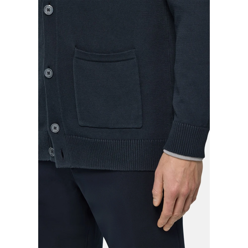 Boggi Milano Gebreide Cardigan Blue Heren