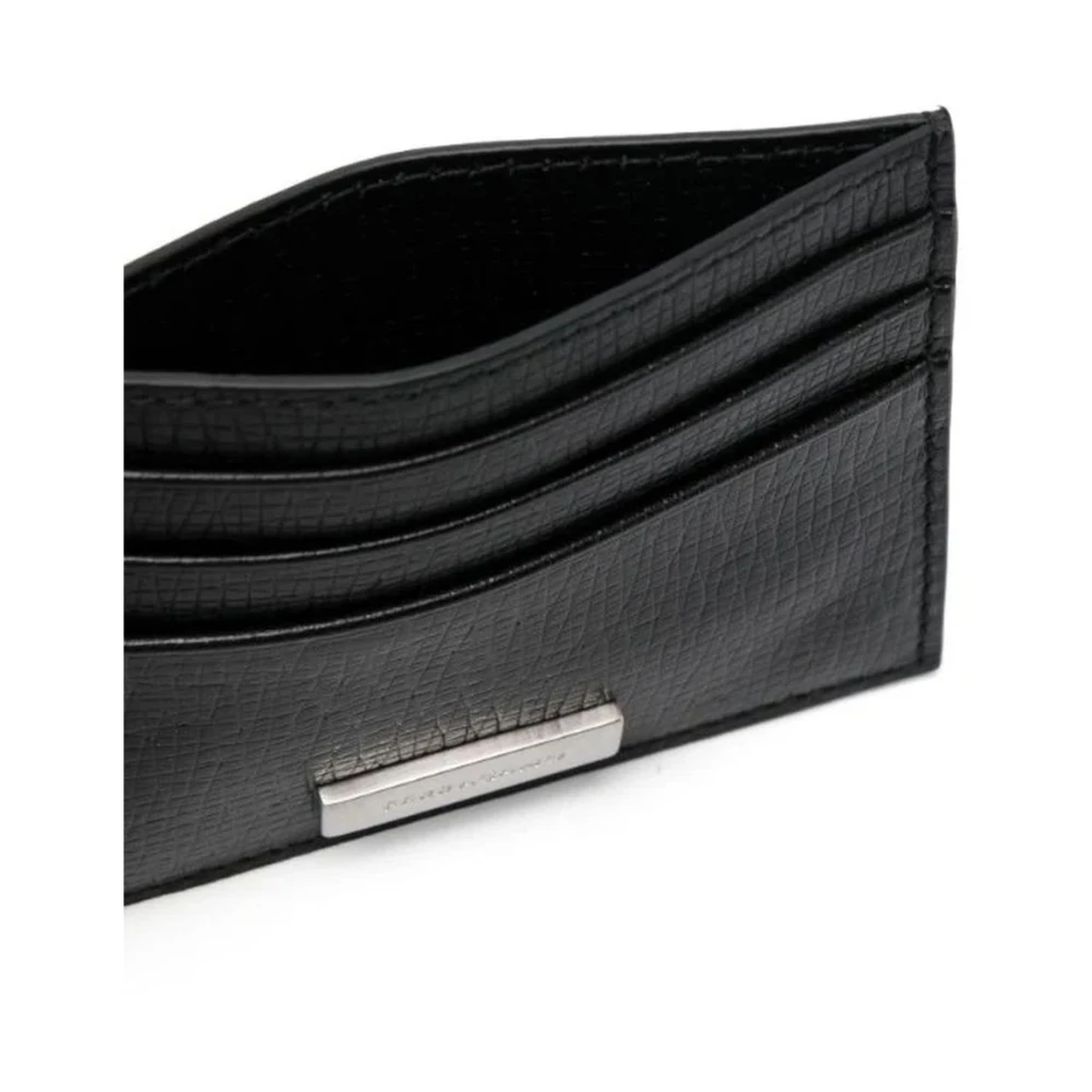 Salvatore Ferragamo Zwarte Leren Portemonnee met Logo Plaque Black Heren