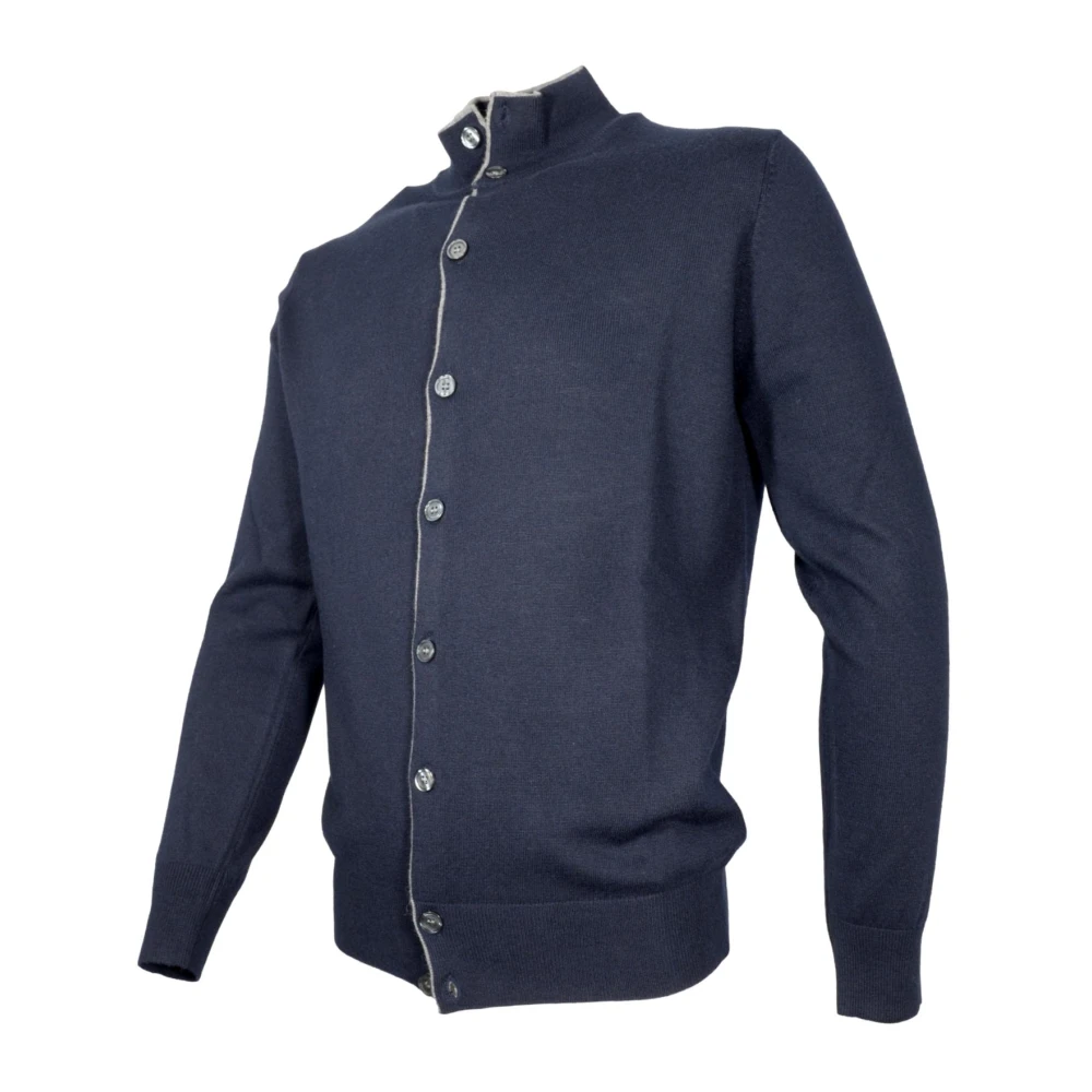 Cashmere Company Luxe Cashmere Cardigan Blauw Slim Fit Blue Heren