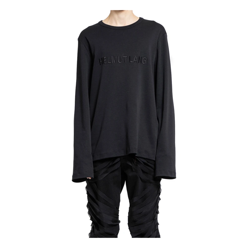 Helmut Lang Geborduurd Logo Oversized T-shirt Black Heren