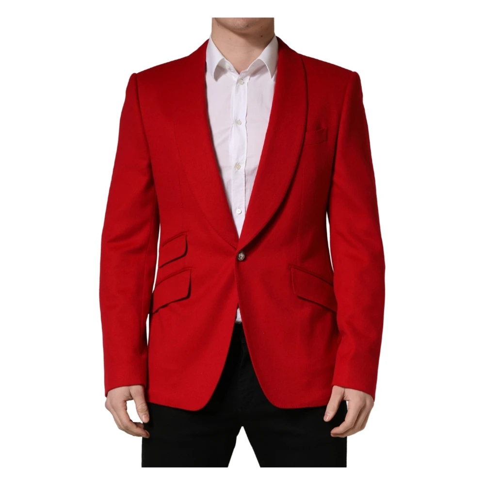 Dolce & Gabbana Men's Red Blazers, Xl, Cashmere Single-Breasted Blazer