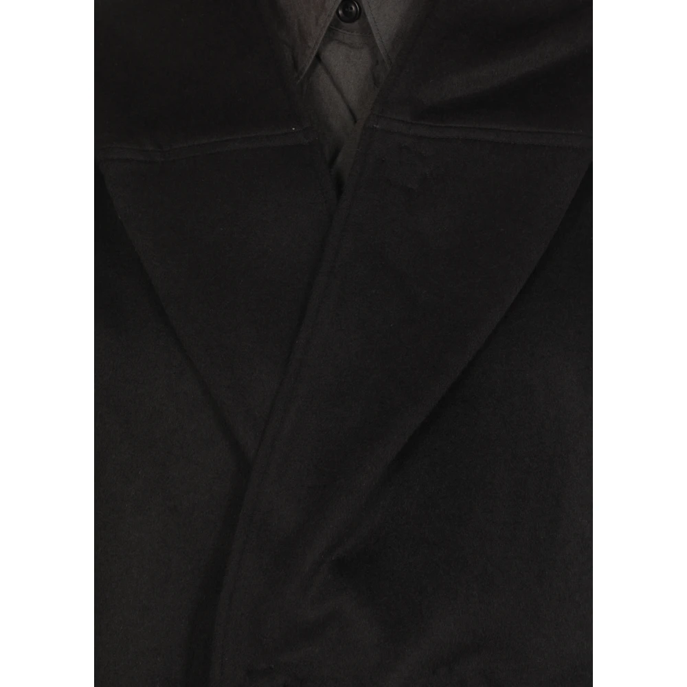 Yohji Yamamoto Zwarte Wol Kasjmier Jas Capuchon Black Dames