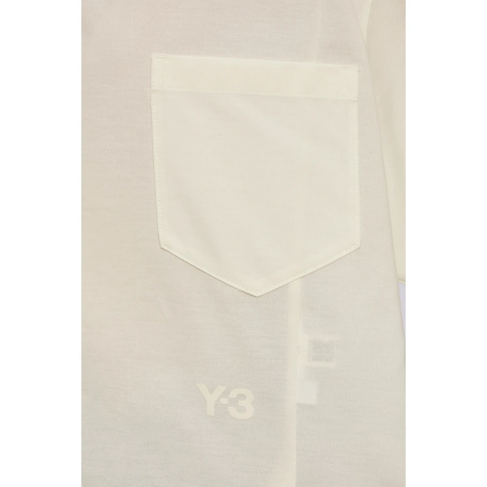 Y-3 Asymmetrisch T-shirt met logo Beige Dames