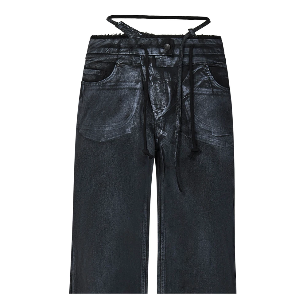 Ottolinger Zwarte Jeans met Gestrikte Veters Black Dames