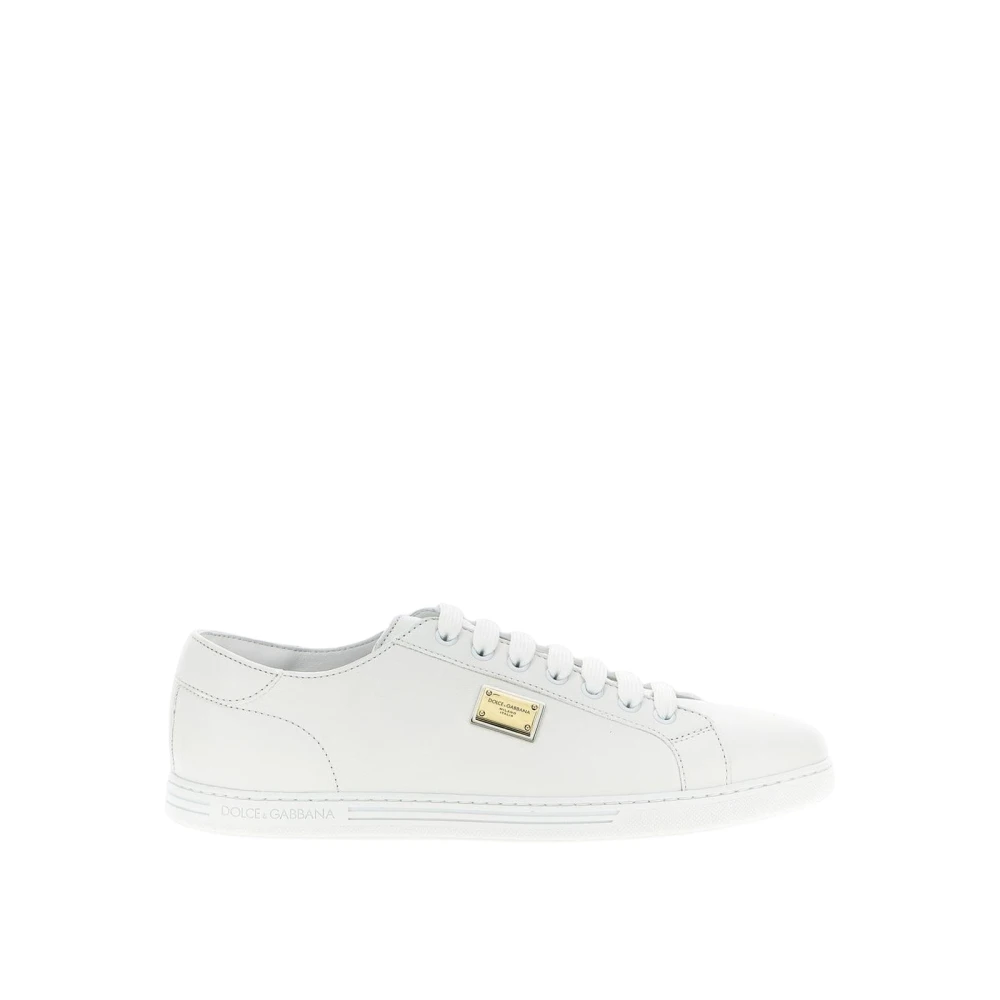 Dolce & Gabbana Men's White Leather Low-Top Trainers