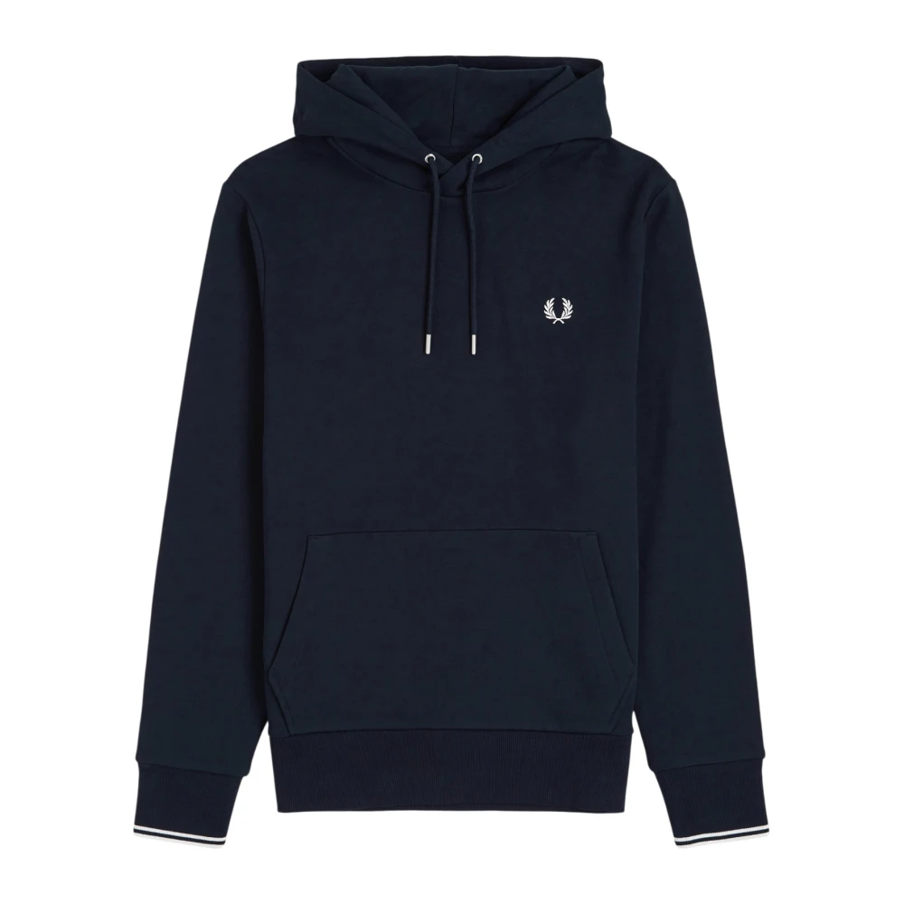 Fred Perry Men's Blue Hoodies, L, Double-Stripe Hoodie