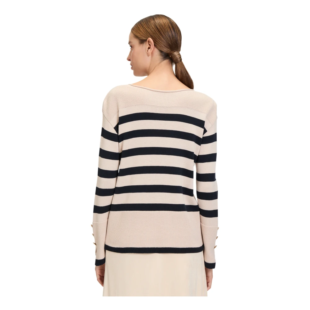 Betty Barclay Gestreepte Gebreide Trui met Geknoopte Mouwen Beige Dames