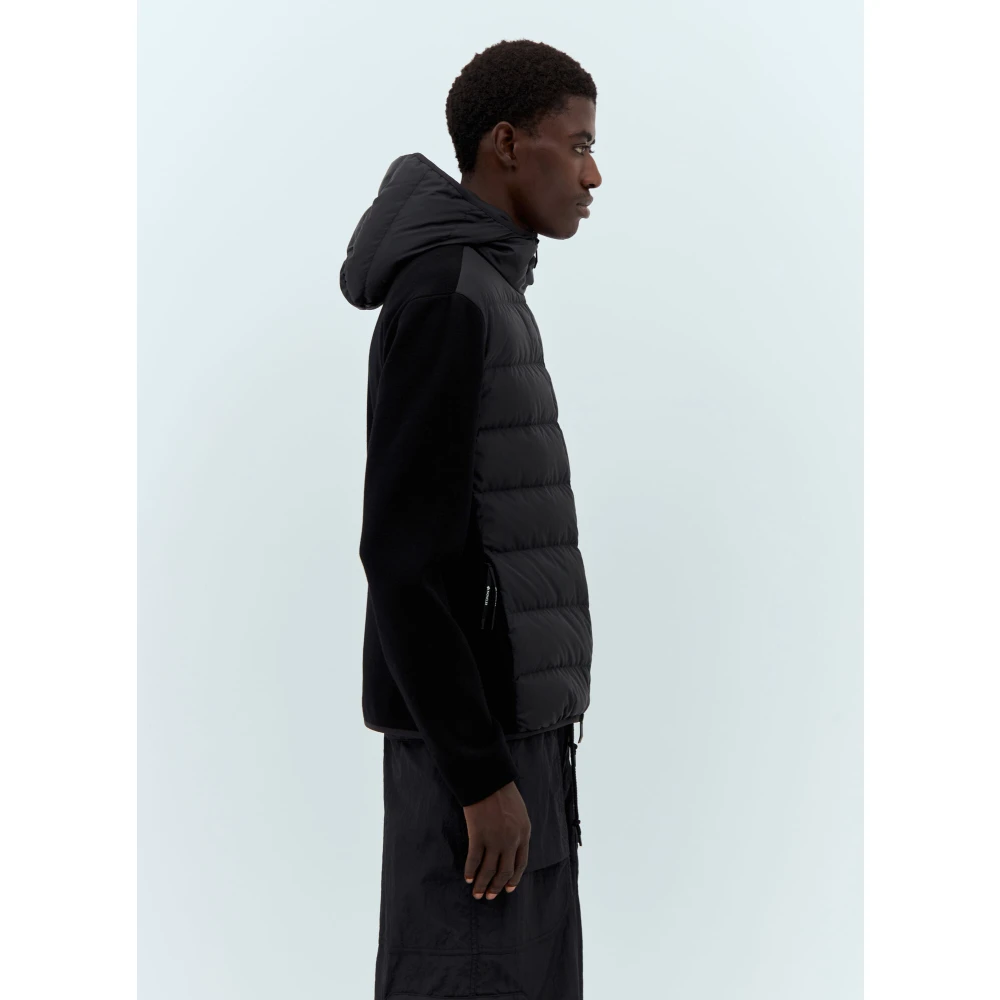 Moncler Gewatteerde Hoodie met Rits Black Heren