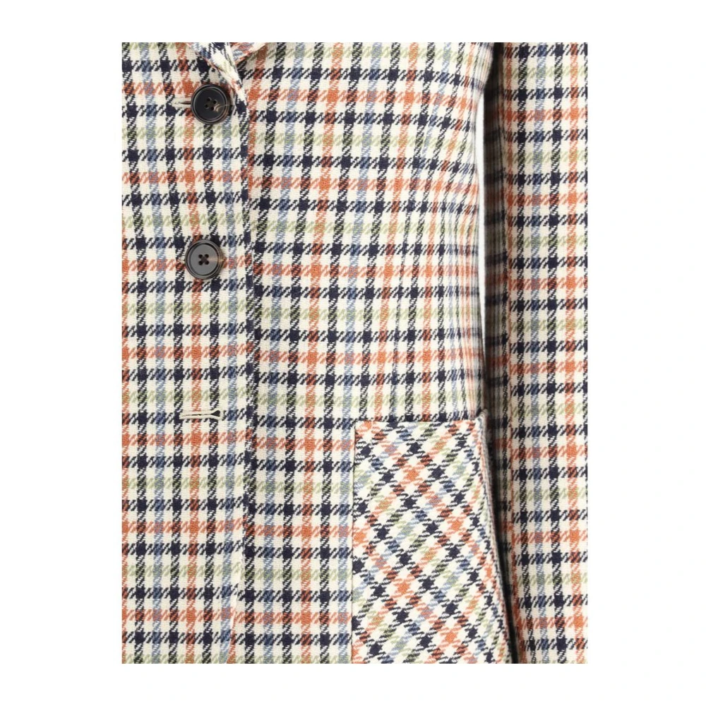 Chloé Geruite Patroon Wollen Blazer Jas Multicolor Dames