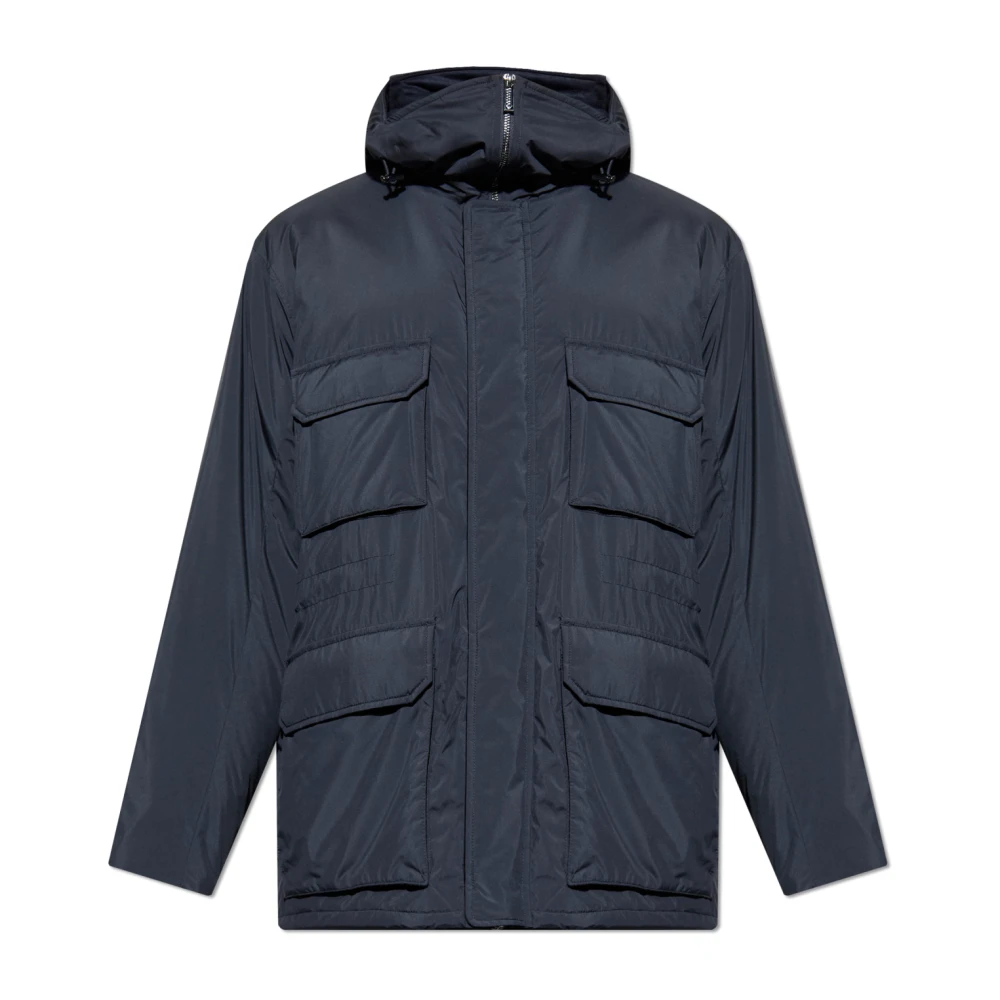 Emporio Armani Mannelijk Blauw Jassen Heren, L, Leer, Geïsoleerde Jas Met Capuchon