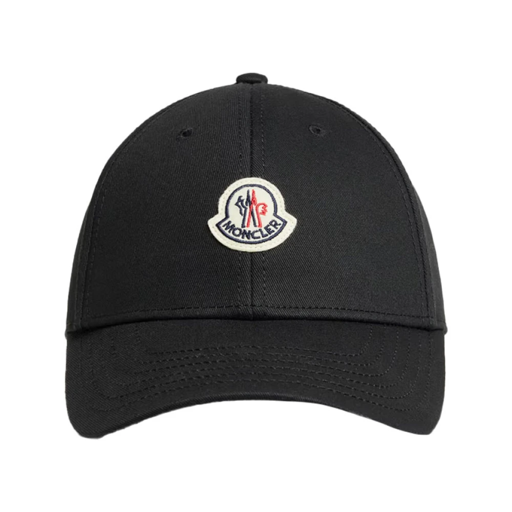 Moncler , Hats & Caps, Female, Black, One Size, Classic Baseball Cap Black Cotton Adjustable