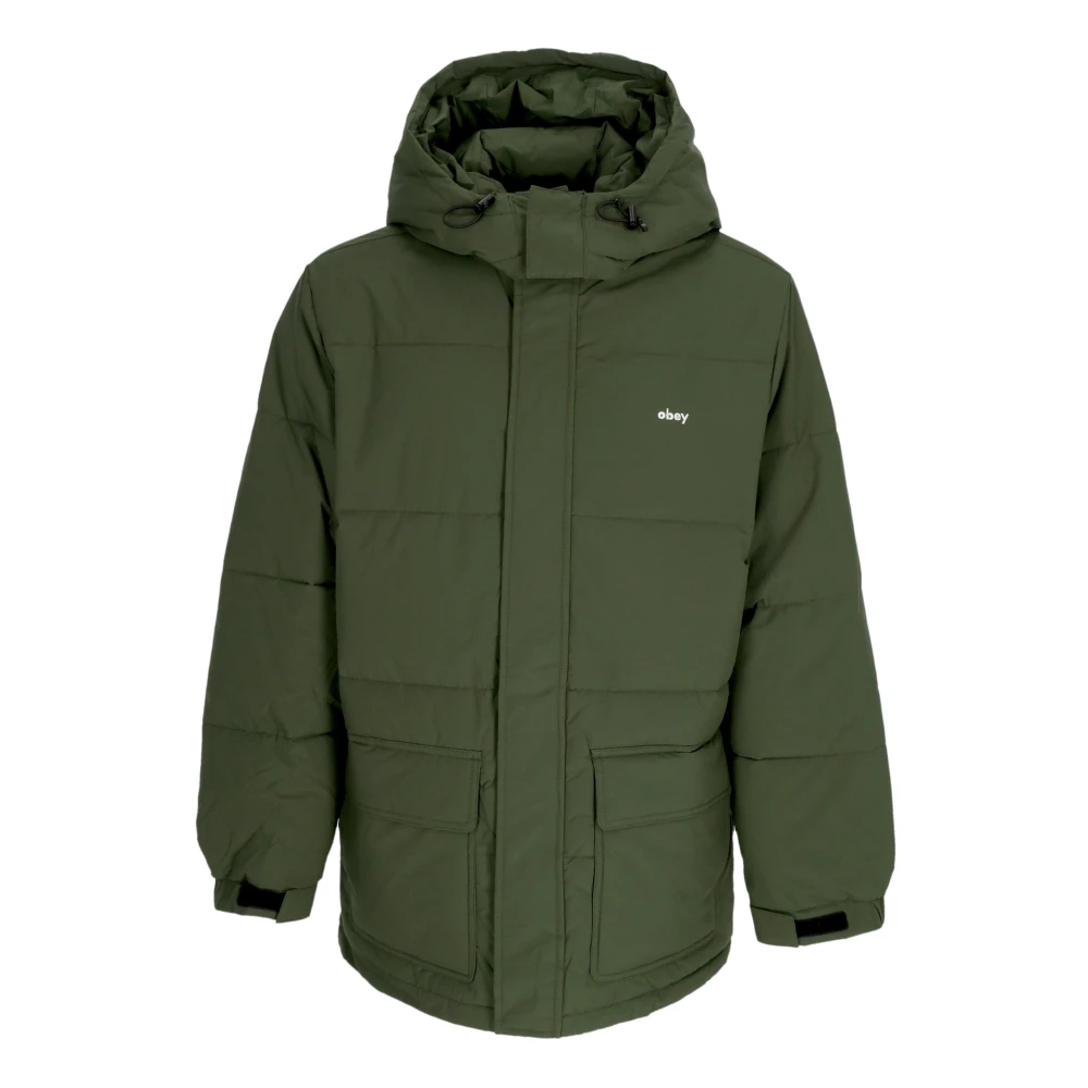 Obey Groene Puffer Donsjas met Hoge Kraag Green Heren
