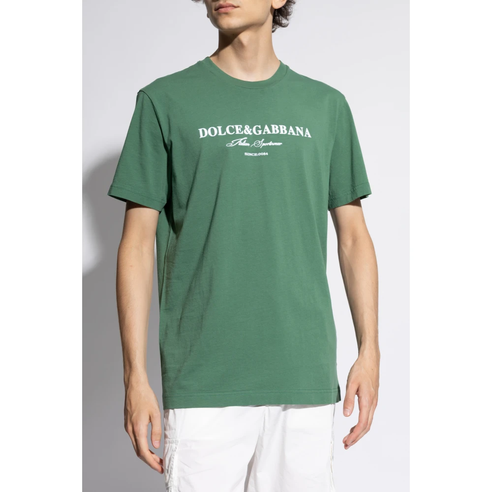 Dolce & Gabbana Bedrukt T-shirt Green Heren