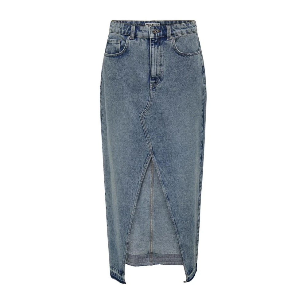 Only Blauwe Katoenen Lange Rok Damesmode Blue Dames