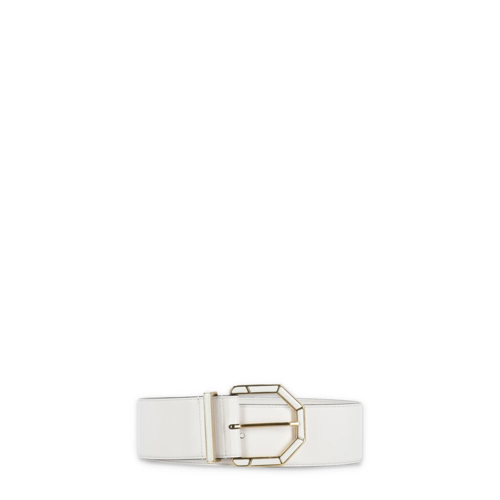 Etro White Belts, Female, 80 Cm, Leather Belt With Metal Buckle
