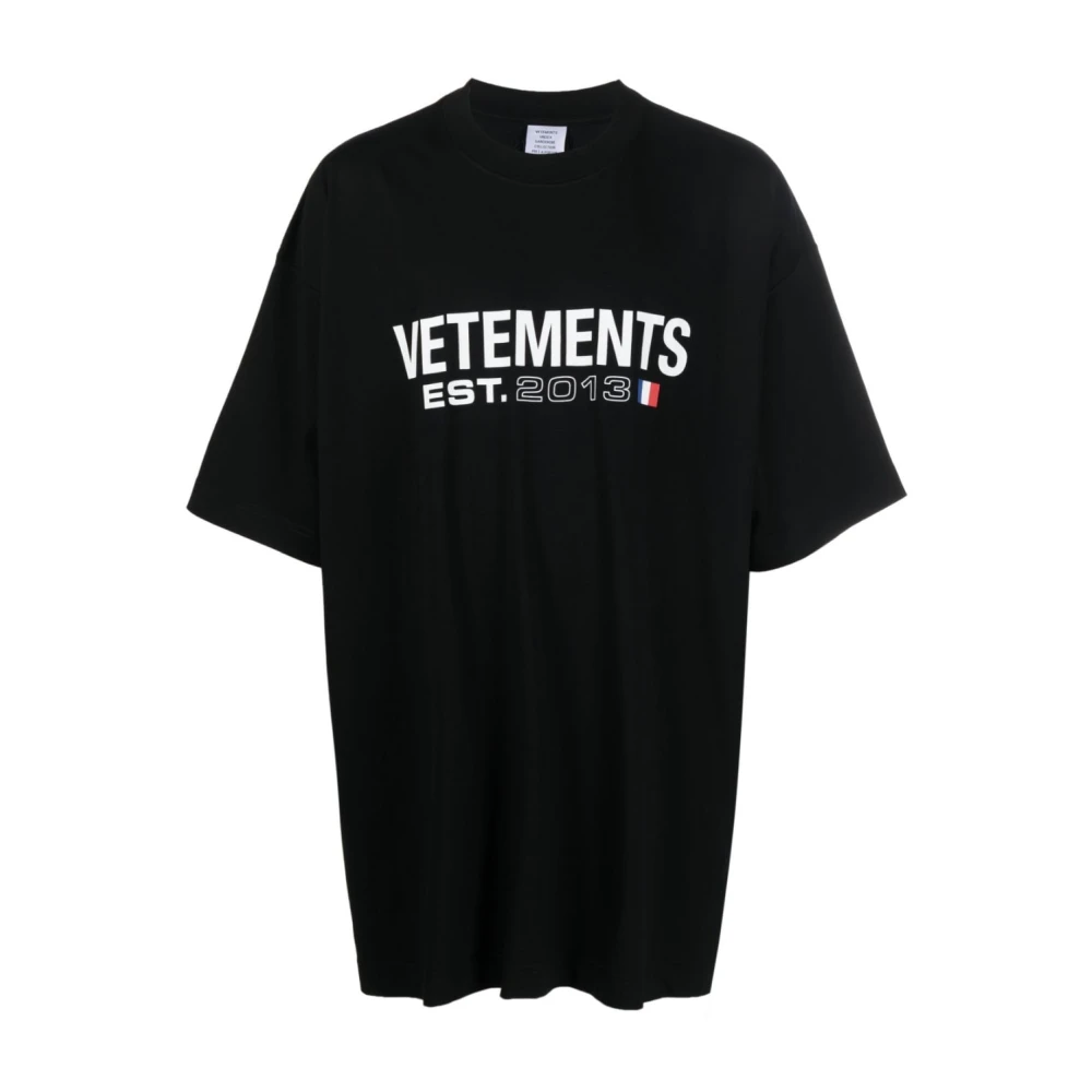 Vetements Zwart Logo-Print T-shirt Black Heren