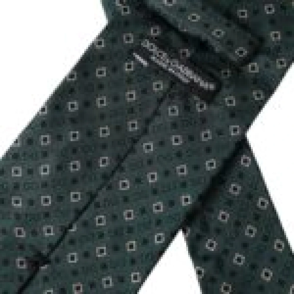 Dolce & Gabbana Groene Zijden Stropdas met Logo voor Mannen Green Heren